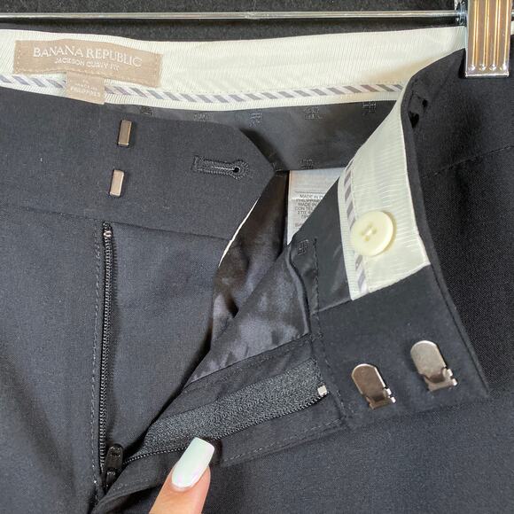 Banana Republic Womens Pants Black Jackson Curvy Fit Wool Blend Lined Stretch 8 - Picture 4 of 15